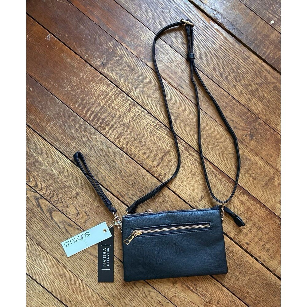 Isabelle Black Vegan Leather Crossbody Wristlet Clutch – NWT
PETA APPROVED